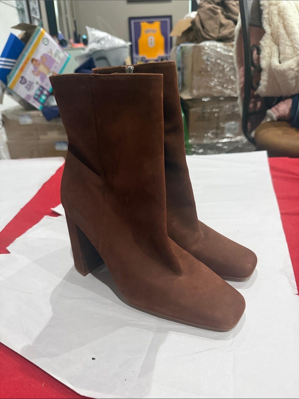 Steve Madden Chestnut Suede Block Heel Ankle Boots